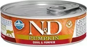 Консервы Farmina N&D Adult Cat GF Pumpkin & Quail беззерновой с перепелом и тыквой 80г