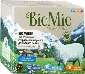 Стиральный порошок BioMio Bio-white Хлопок для белого белья без запаха, 1.5 кг