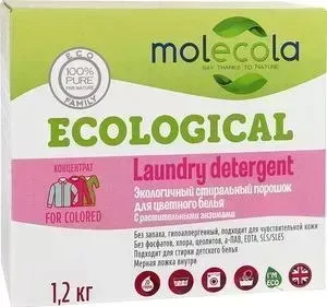 Стиральный порошок Molecola для цветного белья с растительными энзимами экологичный, 1.2 кг