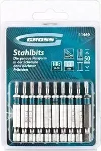 Набор бит GROSS TORX 15х50 сталь S2 10шт (11469)