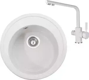 Мойка кухонная и смеситель KAISER и смеситель KGM-510 White белая (KGM-510-W, 40144-10)