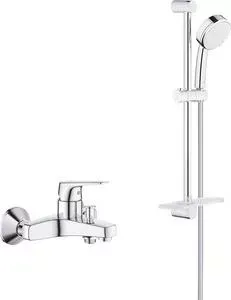 Смеситель для ванны Grohe BauFlow с душевым гарнитуром, хром (23601000, 26083002)