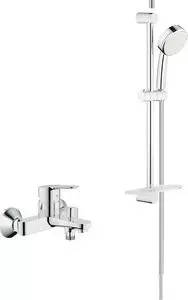 Смеситель для ванны Grohe BauEdge с душевым гарнитуром, хром (23334000, 26083002)