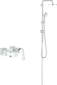 Смеситель для ванны Grohe Eurocube с душевым гарнитуром, хром (23140000, 27394002)