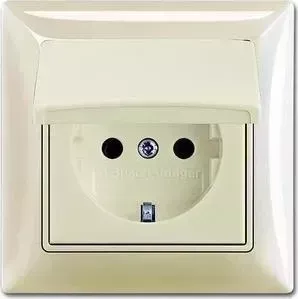 Розетка ABB Basic55 Schuko с/з 16A 250V IP44 с крышкой безвинтовой зажим слоновая кость