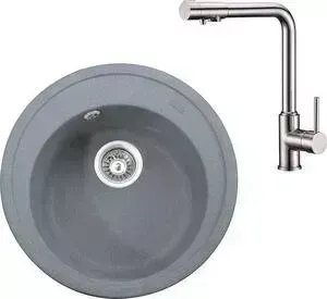 Мойка кухонная и смеситель KAISER и смеситель Granit KGM-490 Grey серая (KGM-490-G, 13044)