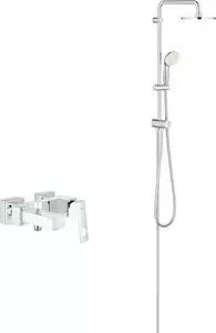 Смеситель для ванны Grohe Eurocube с душевым гарнитуром, хром (23140000, 27389002)