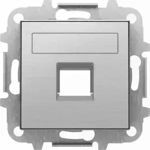 Лицевая панель ABB Sky розетки RJ12/RJ45 со шторками полем для надписи нержавеющая сталь