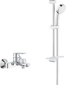 Смеситель для ванны Grohe BauLoop с душевым гарнитуром, хром (23603000, 26083002)
