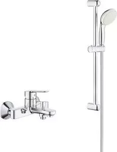 Смеситель для ванны Grohe BauEdge с душевым гарнитуром, хром (23605000, 27853001)