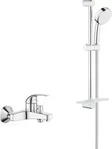 Смеситель для ванны Grohe BauCurve с душевым гарнитуром, хром (23599000, 26083002)