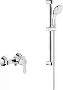Смеситель для душа Grohe BauEdge с душевым гарнитуром, хром (23333000, 27853001)