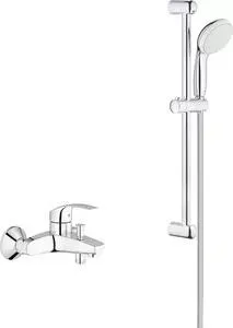 Смеситель для ванны Grohe Eurosmart New с душевым гарнитуром, хром (33300002, 27853001)