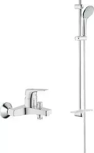 Смеситель для ванны Grohe BauFlow с душевым гарнитуром, хром (23756000, 27267001)