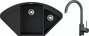 Мойка кухонная и смеситель OMOIKIRI и смеситель Sakaime 105C-BL черный (4993123, 4994106)