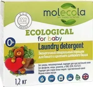 Стиральный порошок Molecola для белого и цветного детского белья, экологичный, 1.2 кг