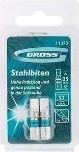 Набор бит GROSS SL6 0х25 сталь S2 2шт (11373)