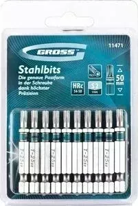 Набор бит GROSS TORX 25х50 сталь S2 10шт (11471)