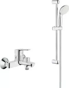 Смеситель для ванны Grohe BauEdge с душевым гарнитуром, хром (23334000, 27853001)