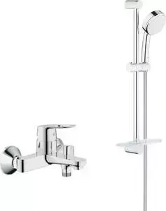 Смеситель для ванны Grohe BauLoop с душевым гарнитуром, хром (23341000, 26083002)