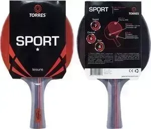 Ракетка для настольного тенниса TORRES Sport 1*, арт. TT0005, любителей, накладка 1,5 мм, конич. ручка