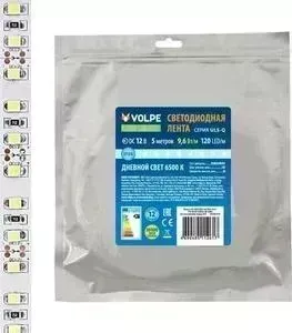 Лента VOLPE Светодиодная (UL-00004540) 9,6W/m 120LED/m 2835SMD холодный белый 5M ULS-Q330 2835-120LED/m-8mm-IP20-DC12V-9,6W/m-5M-6500K