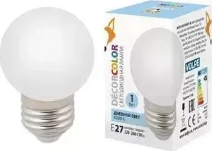 Лампа VOLPE декоративная светодиодная (UL-00005806) E27 1W 6000K матовая LED-G45-1W/6000K/E27/FR/C