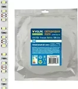 Лента VOLPE Светодиодная (UL-00004540) 9,6W/m 120LED/m 2835SMD теплый белый 5M ULS-Q330 2835-120LED/m-8mm-IP20-DC12V-9,6W/m-5M-3000K