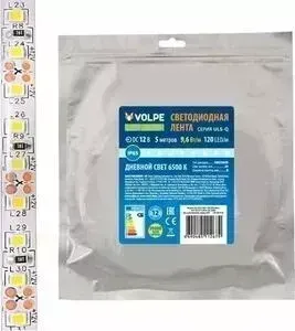 Лента Светодиодная влагозащищенная VOLPE (UL-00004534) 9,6W/m 120LED/m 2835SMD холодный белый 5M ULS-Q333 2835-120LED/m-8mm-IP65-DC12V-9,6W/m-5M-6500K