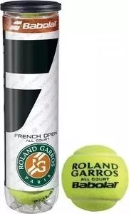 Мяч для большого тенниса Babolat French Open All Court, 502036, уп.4 шт,одобр. ITF, фетр, нат.резина, желтый