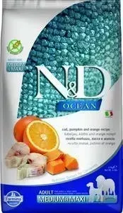 Сухой корм Farmina ND Adult Dog Meduim Maxi Ocean Codfish, Pumpkin Orange треской, тыквой и апельсином для собак средних и крупных пород 2,5кг: характ