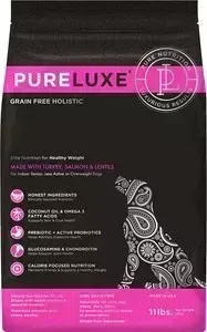 Сухой корм PureLuxe для нормализации веса собак с индейкой лососем и чечевицей 1,81кг