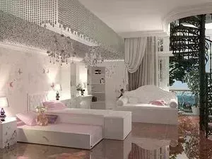 Кровать ABC-KING -классика Фея белая кожа/стразы Сваровски 190x90 без ящика