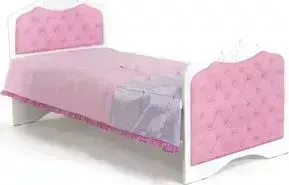 Кровать ABC-KING -классика Princess №3 розовая кожа/стразы Сваровски 160x90 без ящика