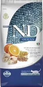 Сухой корм Farmina ND Adult Cat Ocean Codfish, Spelt, Oats Orange c треской, спельтой, овсом и апельсином для взрослых кошек 10кг