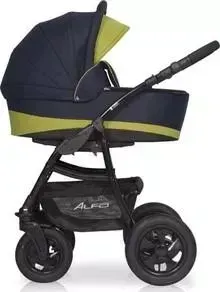 Коляска 2 в 1 Riko Basic 2 в 1 ALFA 01 синий-салатовый