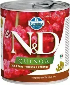 Консервы Farmina ND Adult Dog Quinoa SkinCoat Venison Coconut с олениной, киноа и кокосом для взрослых собак 285г