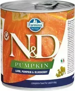 Консервы Farmina ND Adult Dog Pumpkin, Lamb Blueberry беззерновой с ягненком и тыквой и черникой для взрослых собак 285г