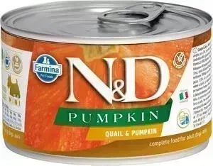Консервы Farmina ND Adult Dog Mini GF Quail Pumpkin с перепелом для взрослых собак 140г