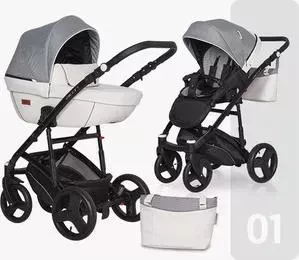 Коляска 2 в 1 Riko Basic 2 в 1 AICON Pro 01 серый-белый