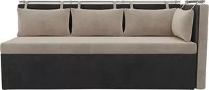 Фото №2 Кухонный угловой диван АртМебель Метро велюр бежевый/серый правый угол