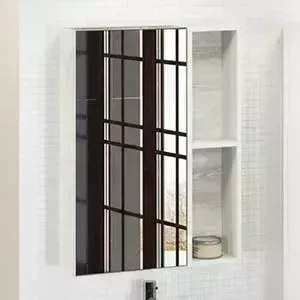 Зеркальный шкаф Comforty Прага 60 дуб белый (4147599)