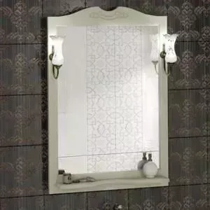 Зеркало OPADIRIS с полкой Клио 70 с подсветкой, слоновая кость 1013 (00-00000216 + 00000001041)