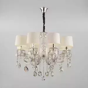 Подвесная люстра EUROSVET Argenta 10098/8 серебро/тонированный хрусталь Strotskis