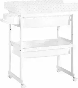 Комод Micuna пеленальный с ванночкой и текстильной корзиной B-1158 Plus white матрасик beige dots
