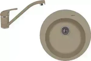 Мойка кухонная и смеситель FLORENTINA и смеситель Никосия D510 песочный FG (20.135.B0510.107 + 33.26L.1110.107)