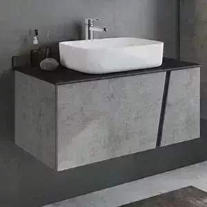 Тумба с раковиной Comforty с и столешницей Эдинбург 90 бетон светлый, правая (4149881)