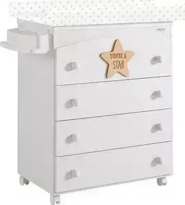 Комод Micuna Baby Star пеленальный B-970 white/waterwood матрасик stars beige