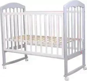 Кроватка детская  * 120х60 СИЛЬВИЯ-2 (арт.44) кол / качалка (серый / белый)