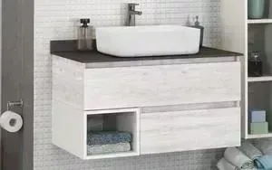 Тумба с раковиной Comforty с и столешницей Прага 90 дуб белый (4136270)